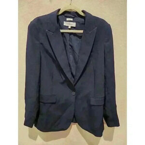 Conbipel Women's Navy Blue One-Button Blazer Size 46 Stretch Italy L